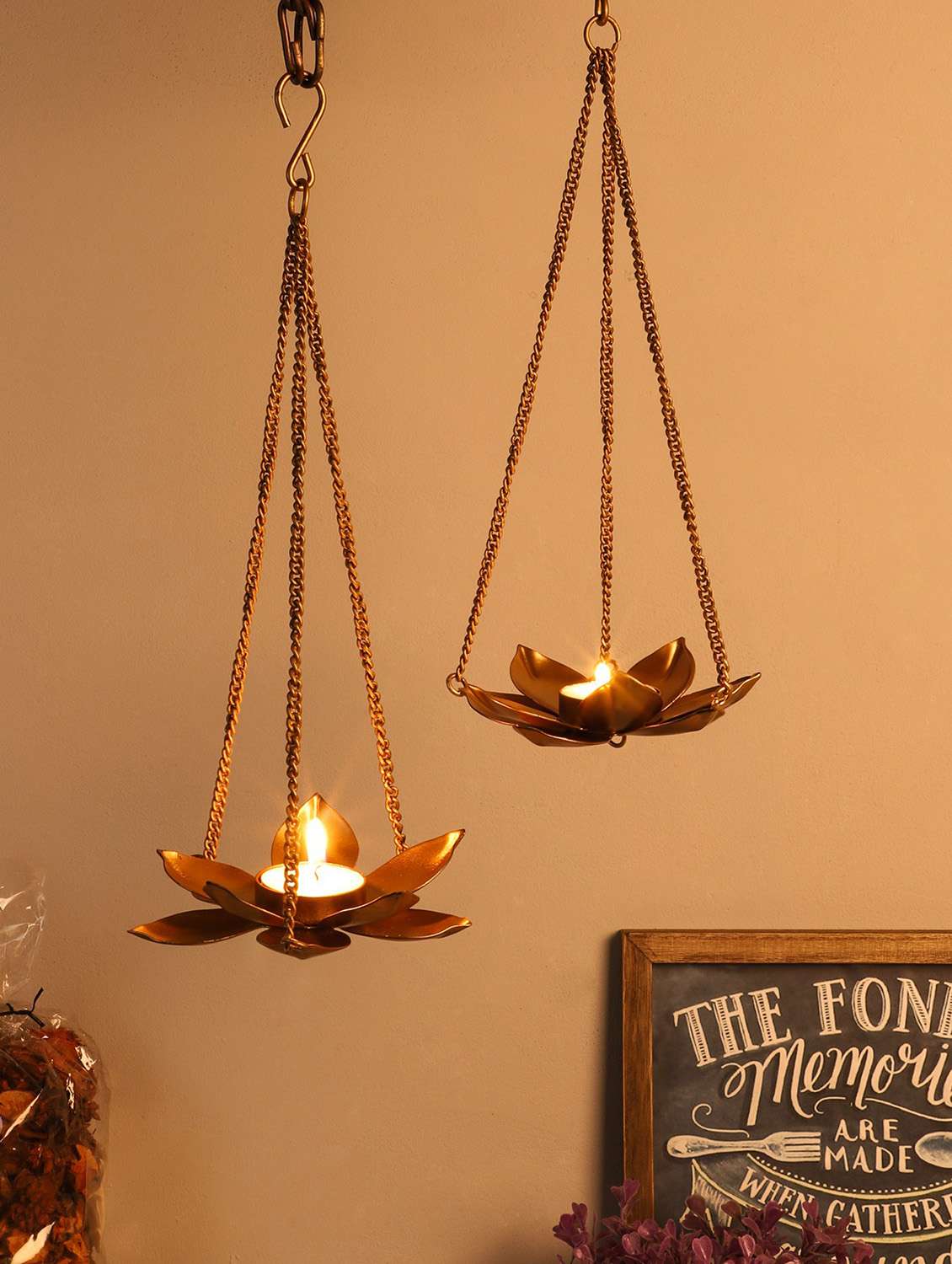 gold tealight holder set