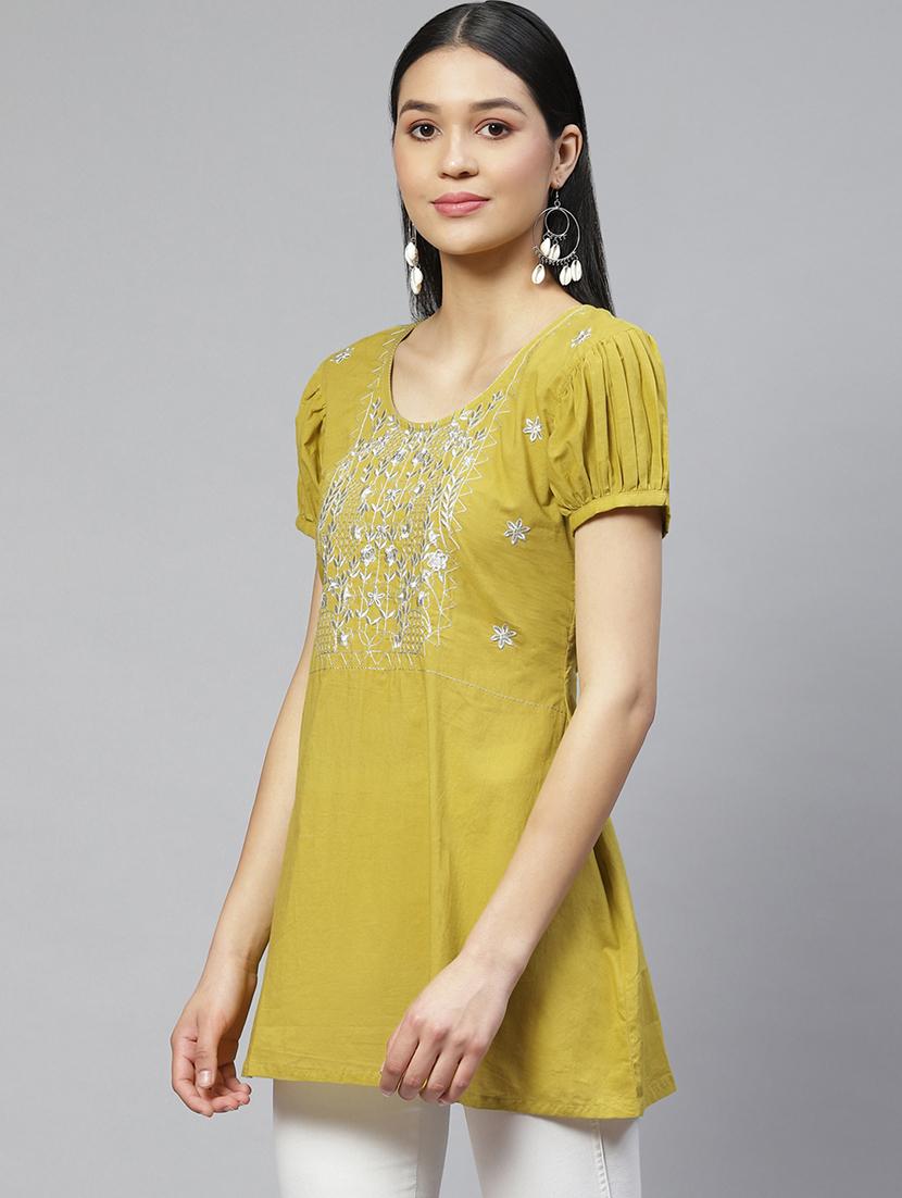 green printed a-line tunic - 19138476 - Standard Image - 1