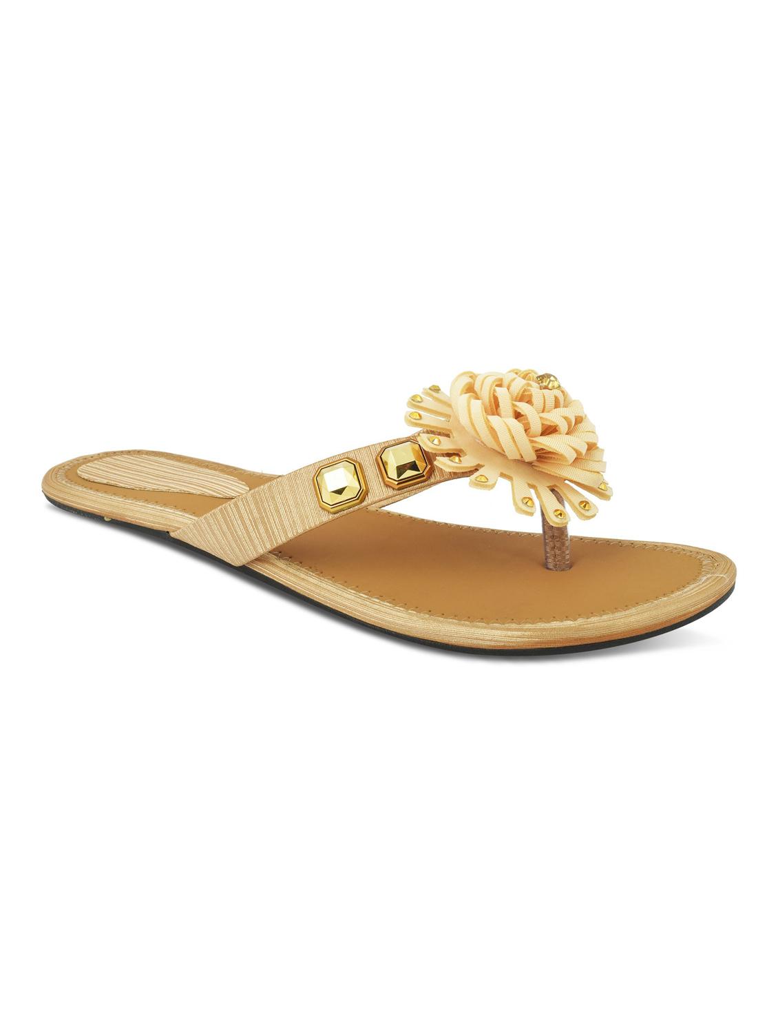 brown colored slip on flat sandal - 19138609 -  Standard Image - 1
