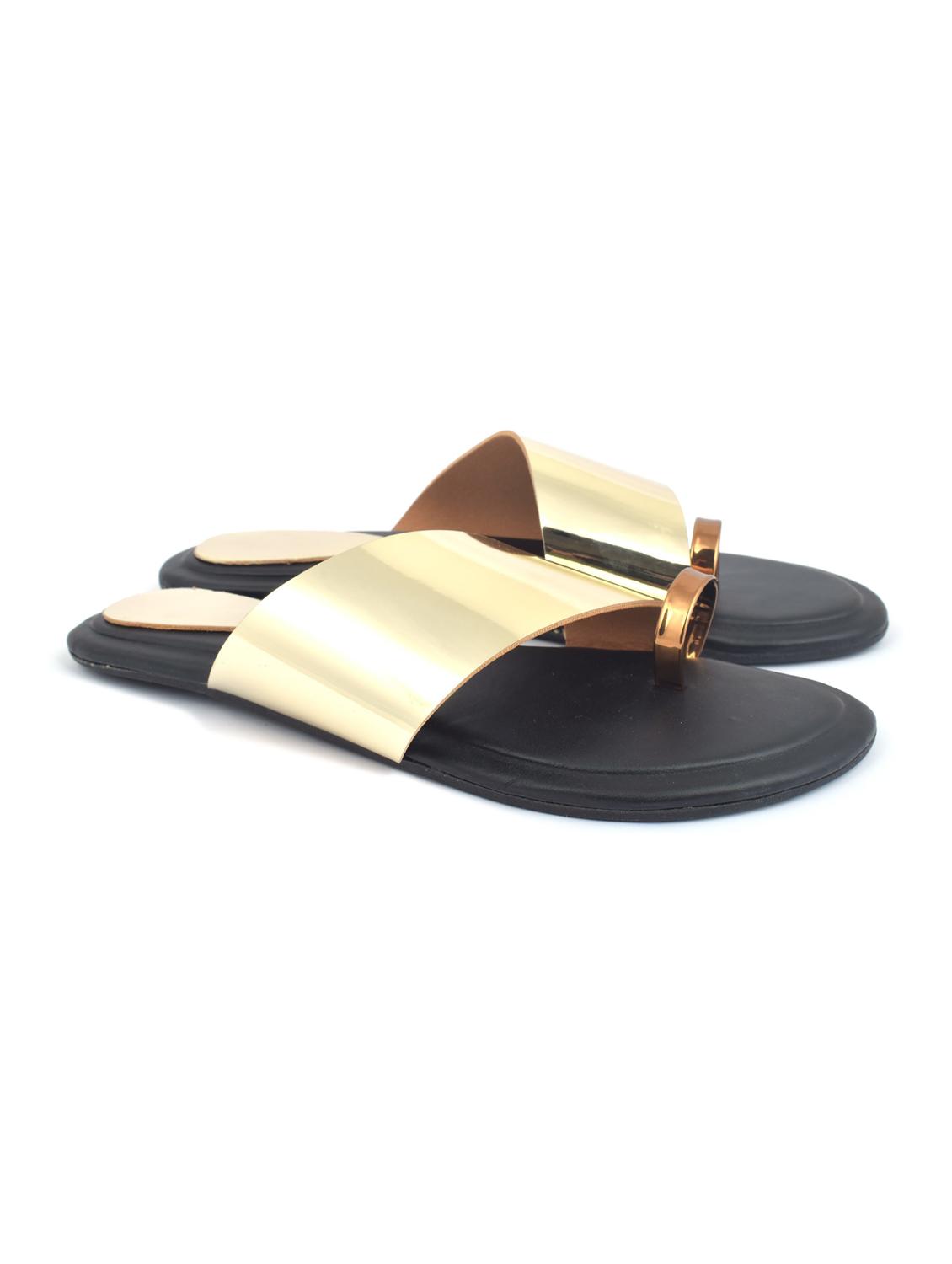 copper colored slip on flat sandal - 19138620 - Standard Image - 1