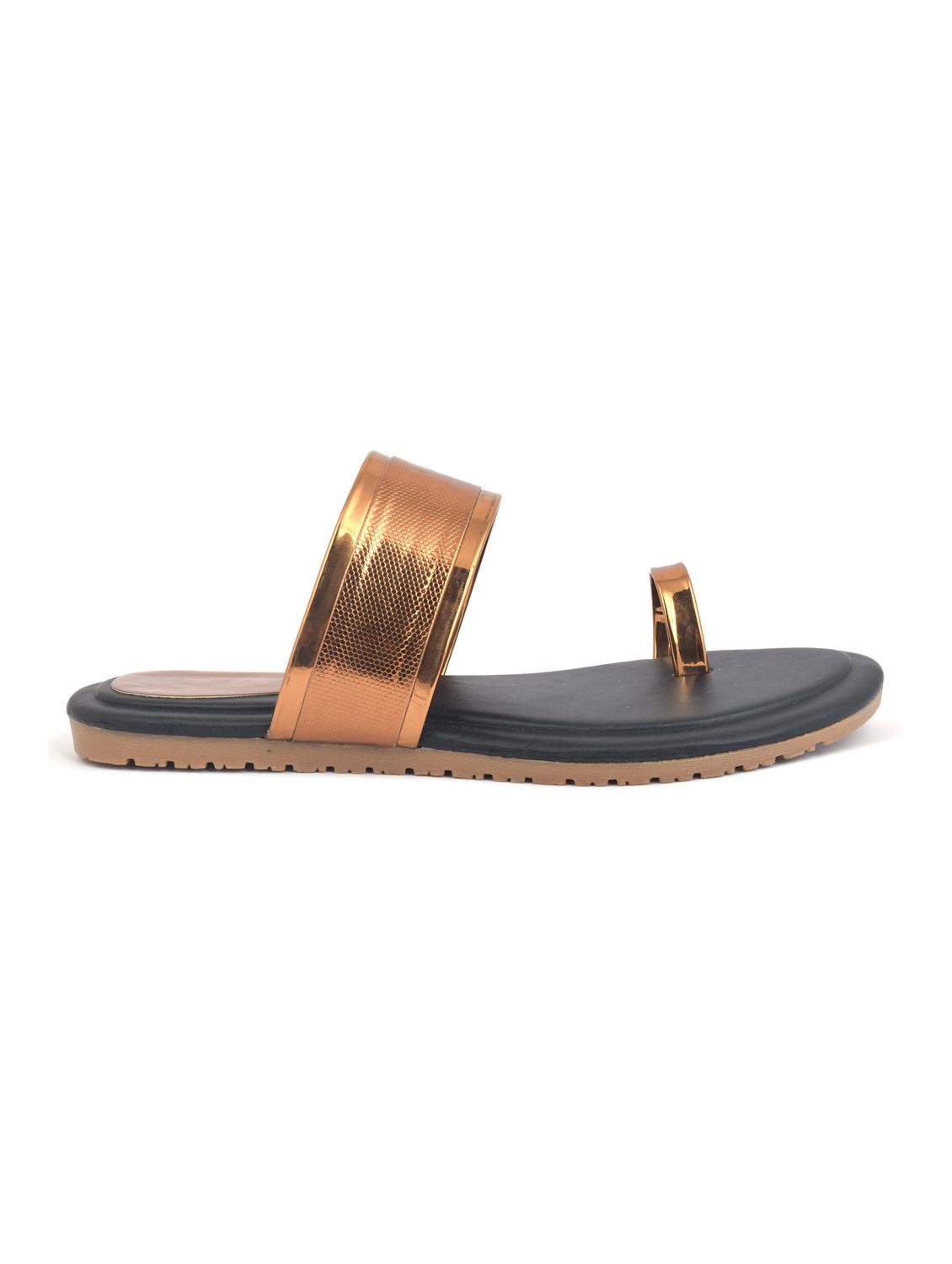 copper colored slip on flat sandal - 19138648 - Standard Image - 1