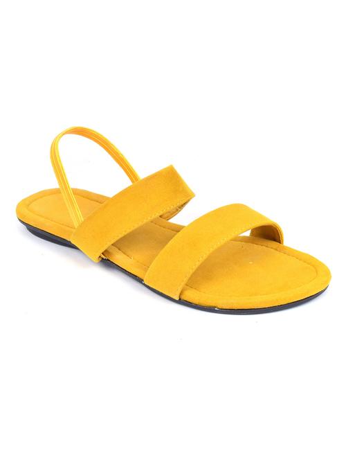 yellow colored slip on flat sandal - 19138651 -  Standard Image - 0