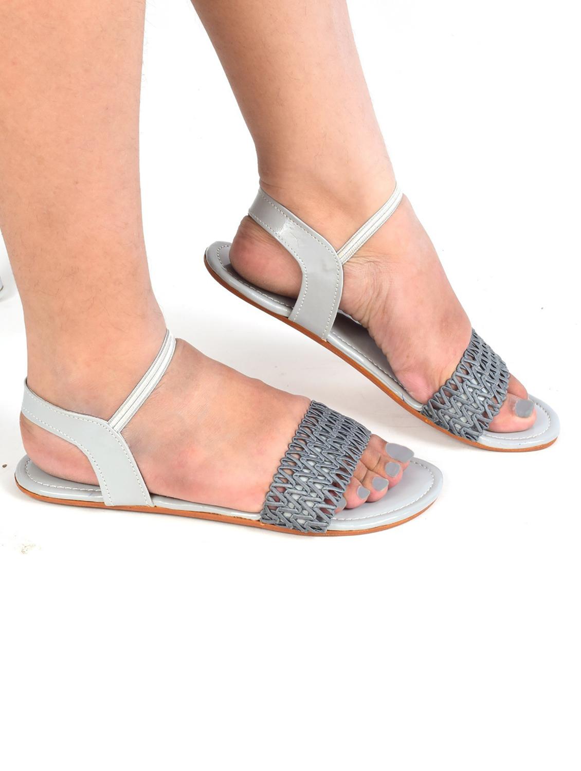 blue colored slip on flat sandal - 19138663 -  Standard Image - 1