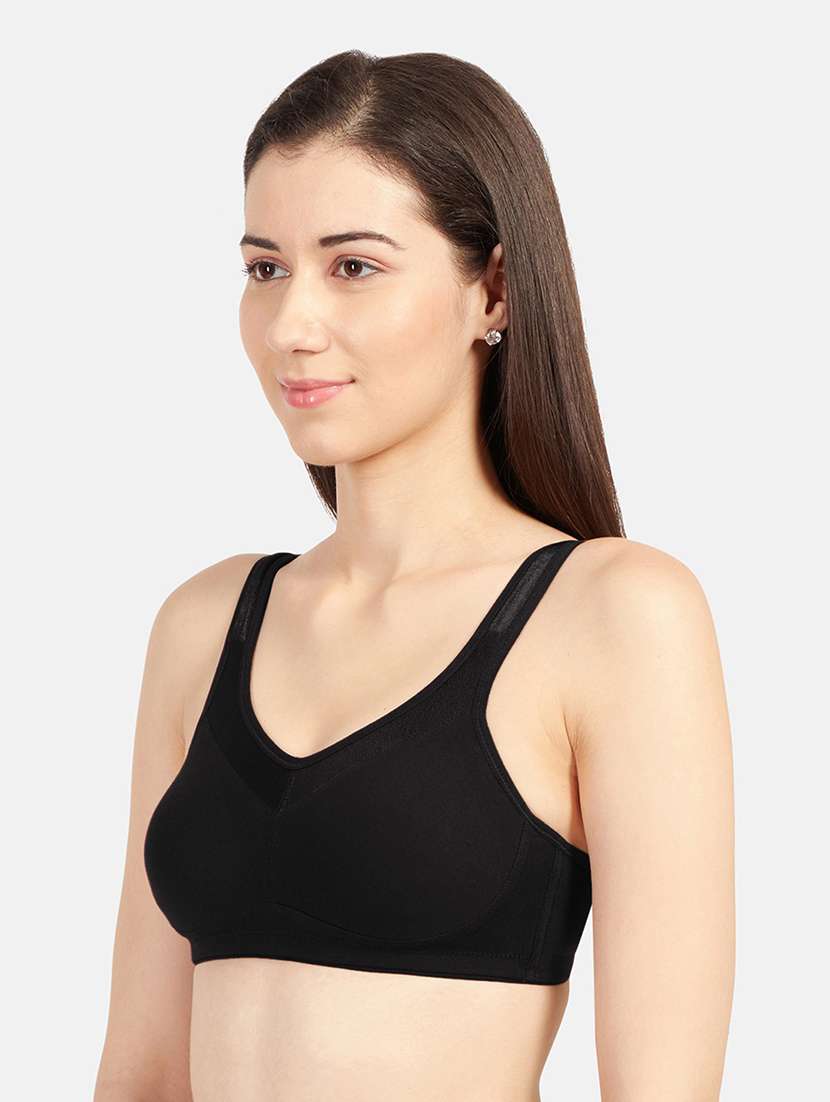  black solid sports bra  - 19139564 -  Standard Image - 1