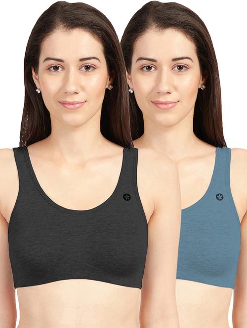 pack of 2 solid sports bra  - 19139858 -  Standard Image - 0
