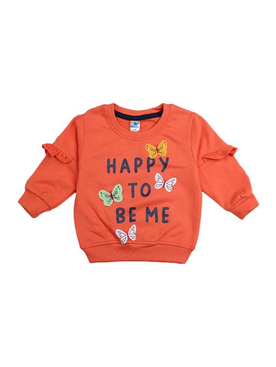 front print round neck sweatshirt