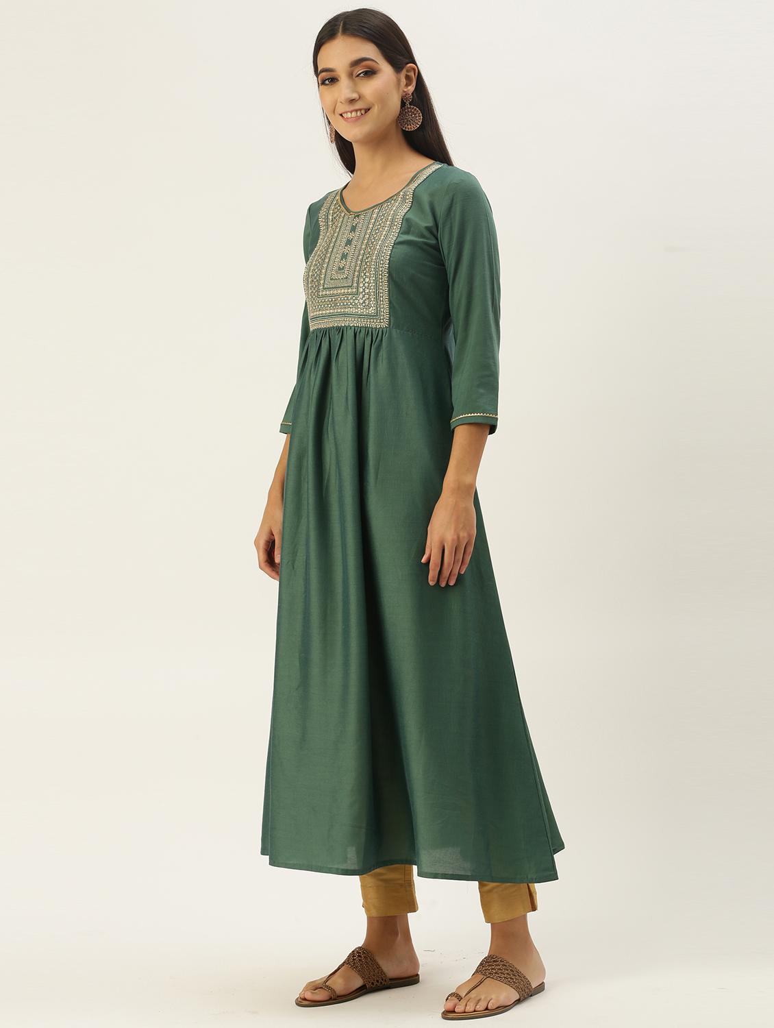 teal kurta pant set with dupatta - 19141254 -  Standard Image - 1