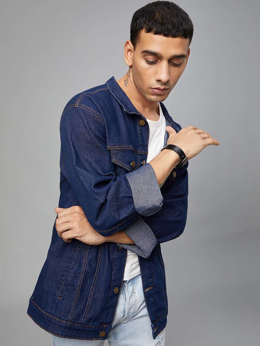dark blue washed denim jacket - 19142370 -  Standard Image - 1