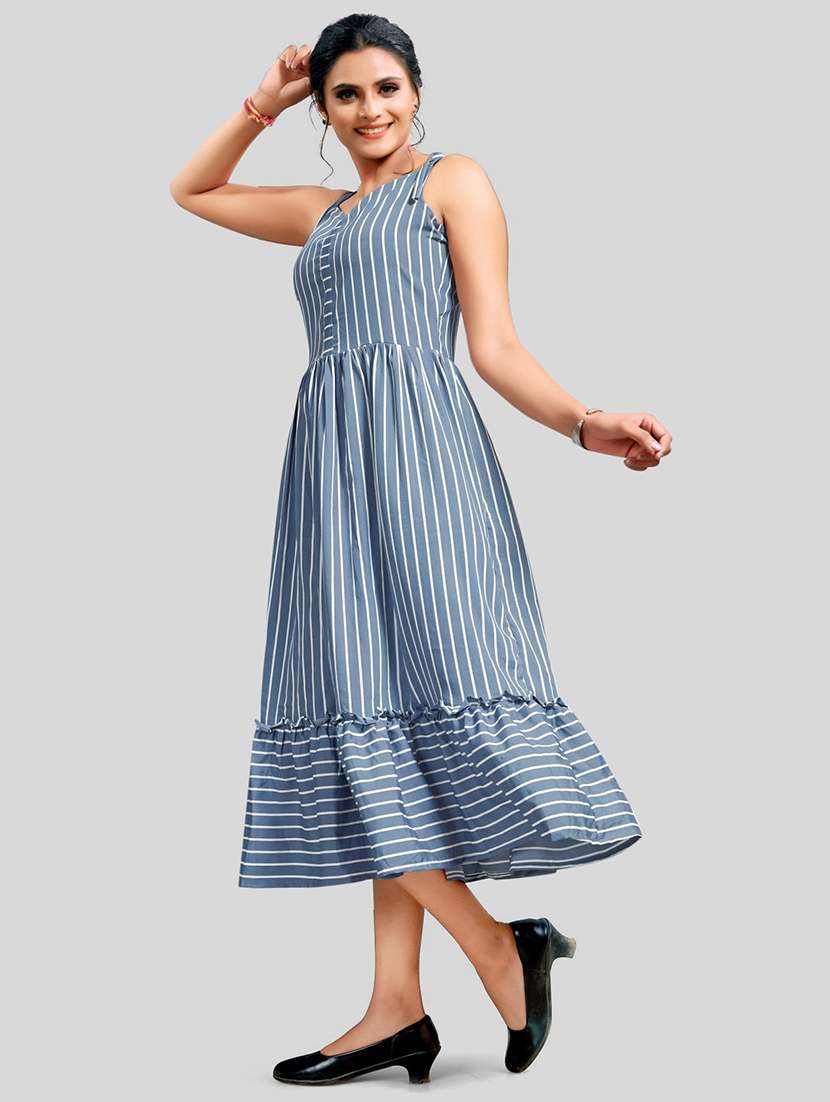 women's tiered dress striped dress - 19142452 - Standard Image - 1