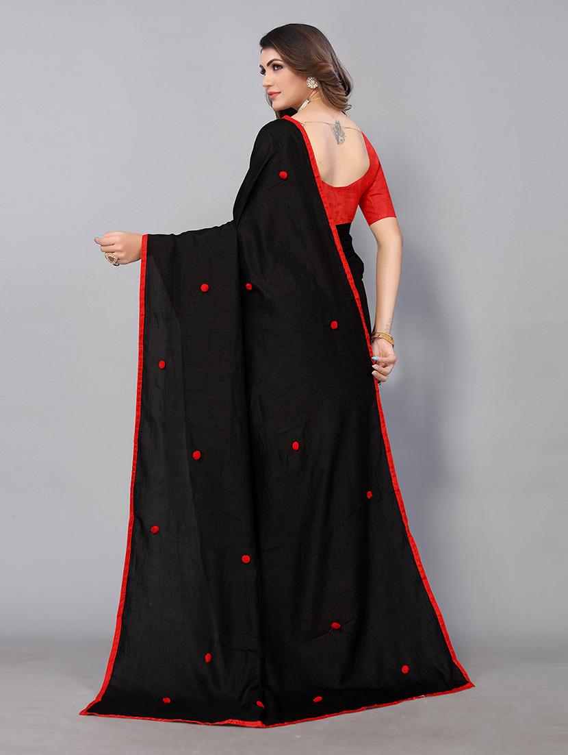 black georgette embroidered saree with blouse - 19142477 - Standard Image - 1
