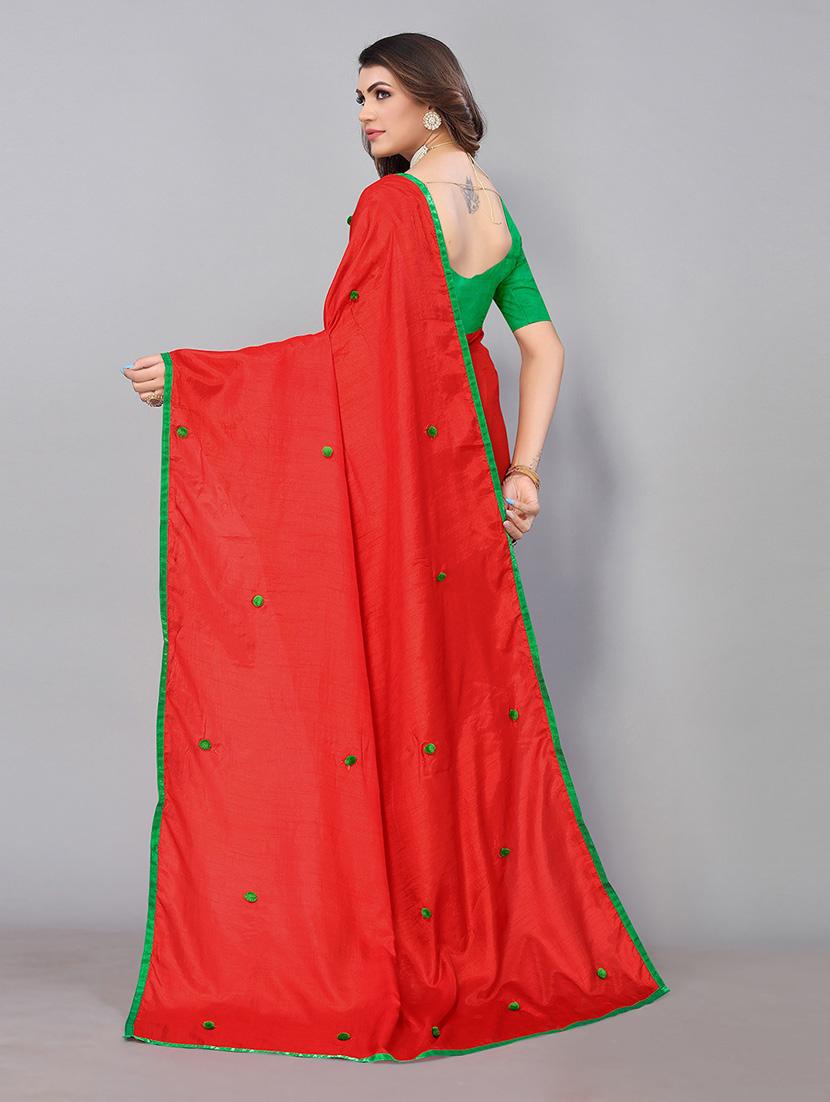 red georgette embroidered saree with blouse - 19142481 -  Standard Image - 1