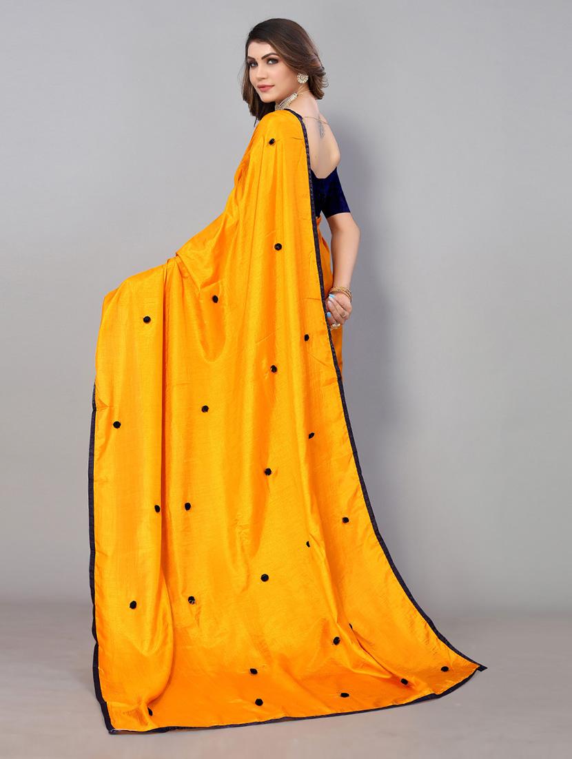 yellow georgette embroidered saree - 19142482 -  Standard Image - 1