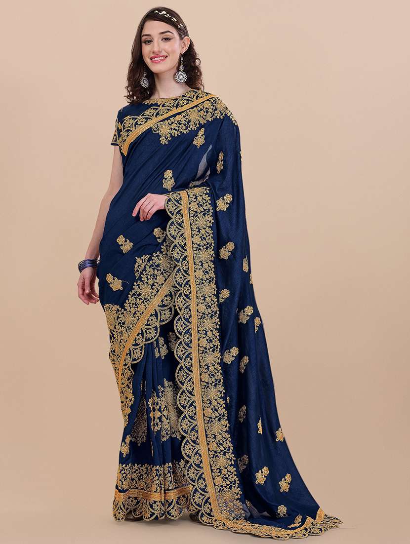 women's embroidered saree with blouse