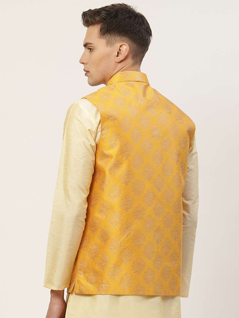 mandarin neck printed nehru jacket - 19143024 -  Standard Image - 1