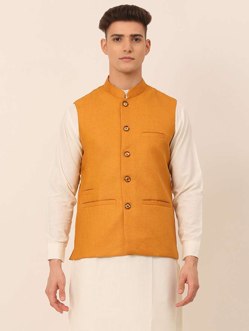 mandarin neck solid nehru jacket