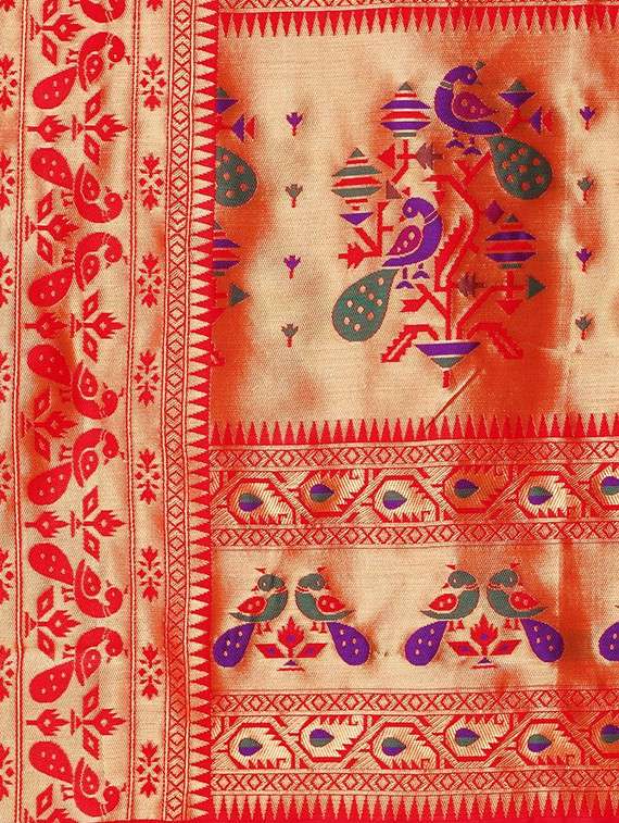Women's Self Design Red Colored Saree With Blouse
