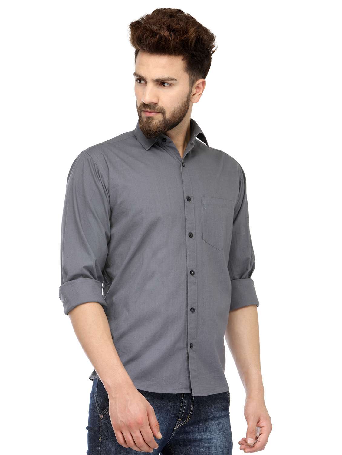 mens solid casual shirt - 19143190 -  Standard Image - 1