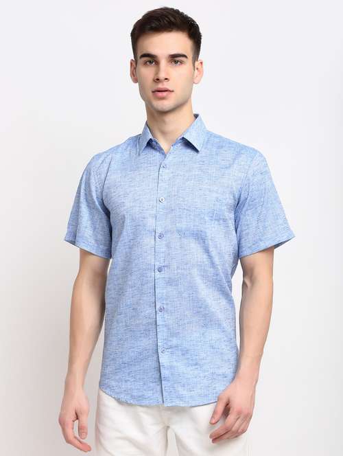 mens self design casual shirt - 19143485 - Standard Image - 0