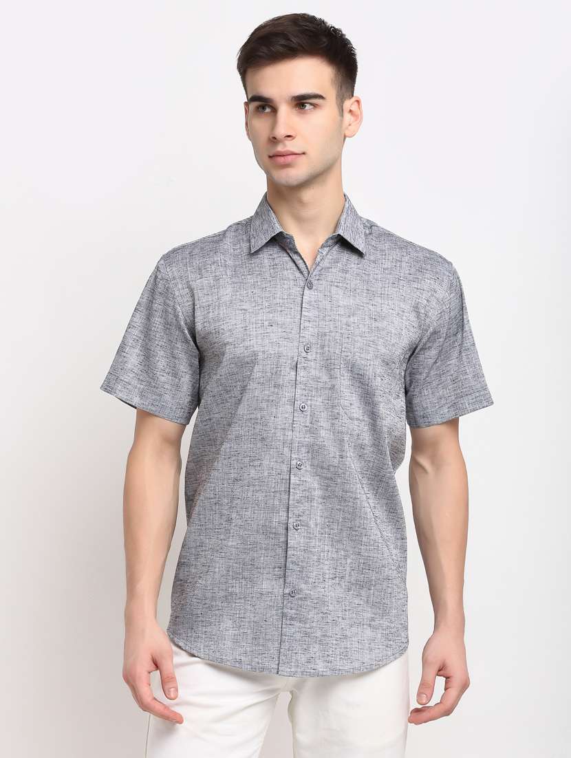 mens self design casual shirt