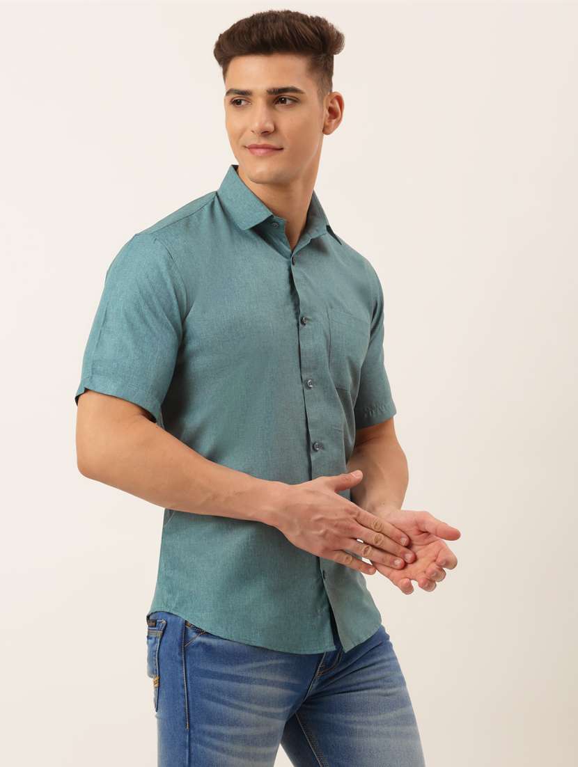 mens solid casual shirt - 19143538 -  Standard Image - 1