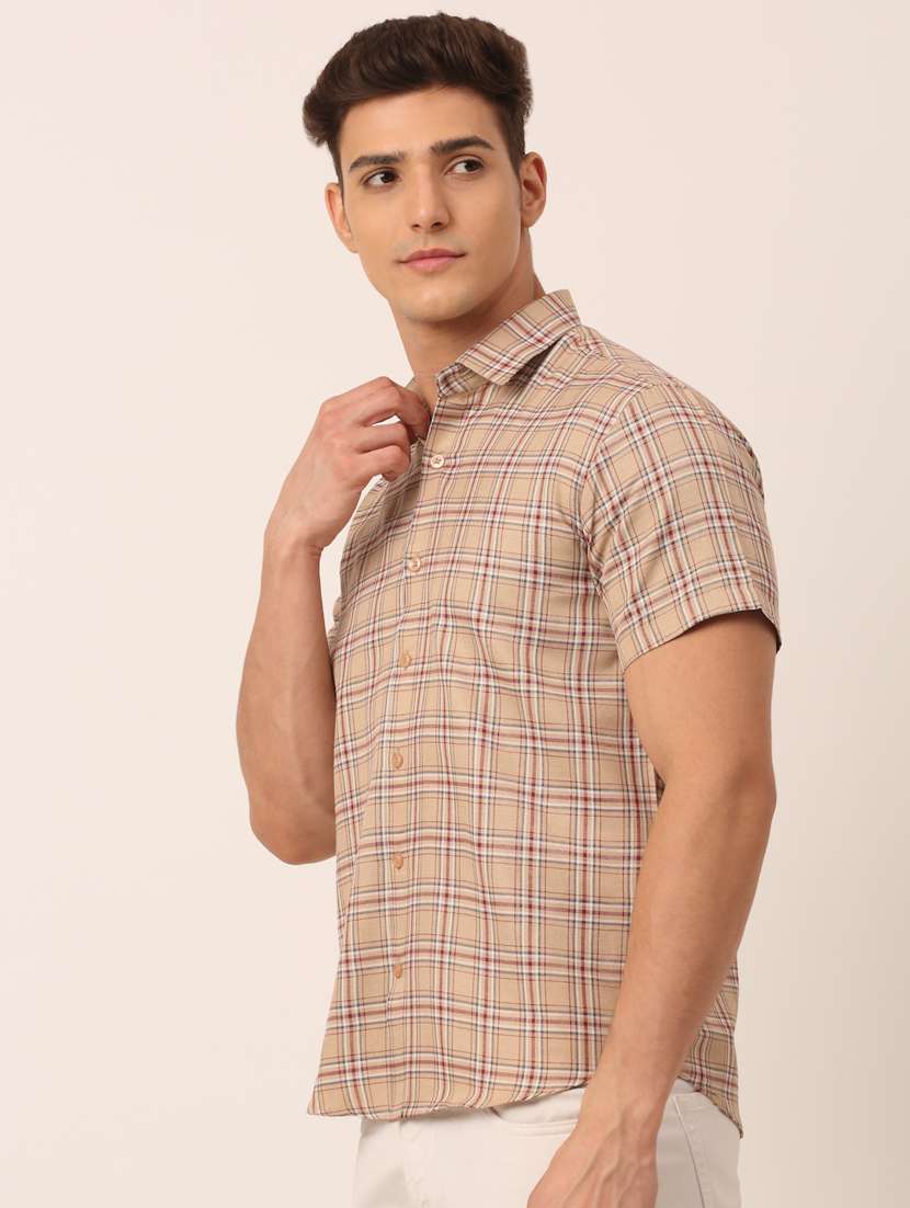 mens checks casual shirt - 19143552 - Standard Image - 1