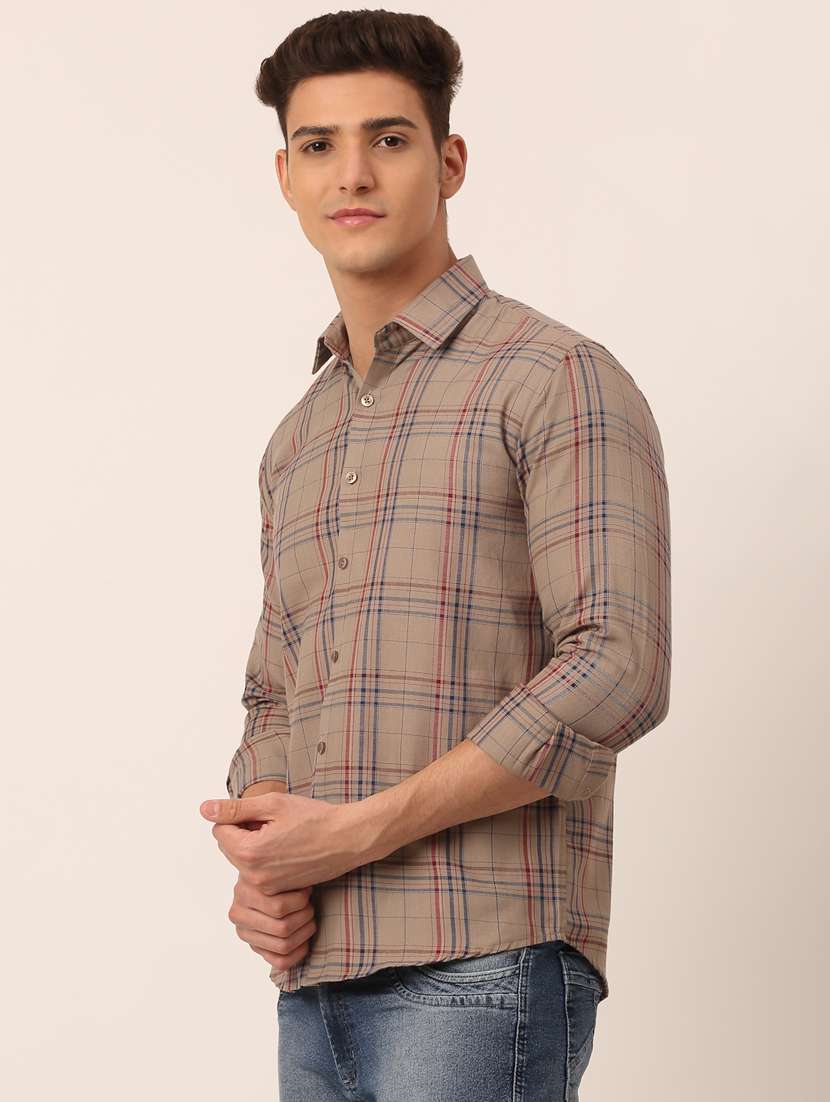 mens checks casual shirt - 19143565 - Standard Image - 1
