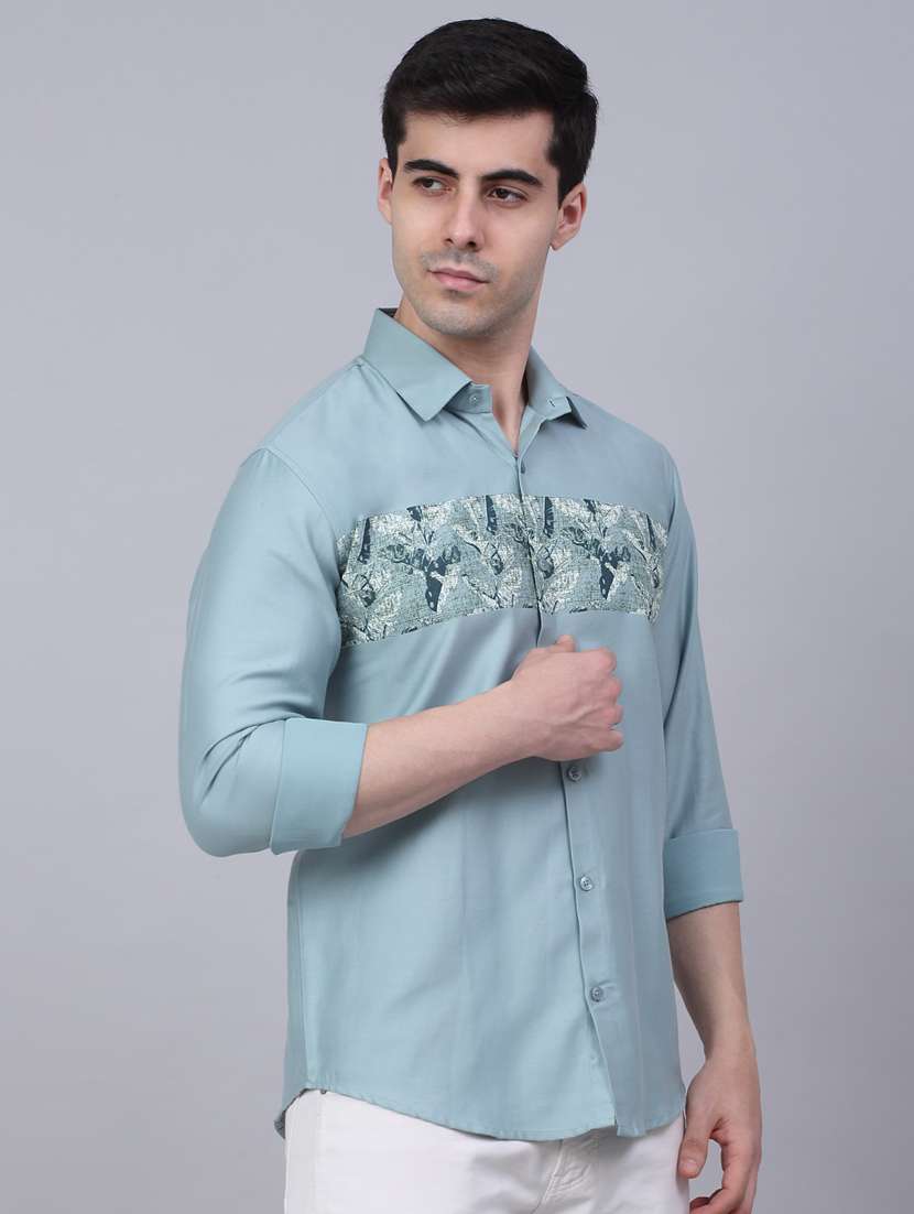 mens placement print casual shirt - 19143658 - Standard Image - 1