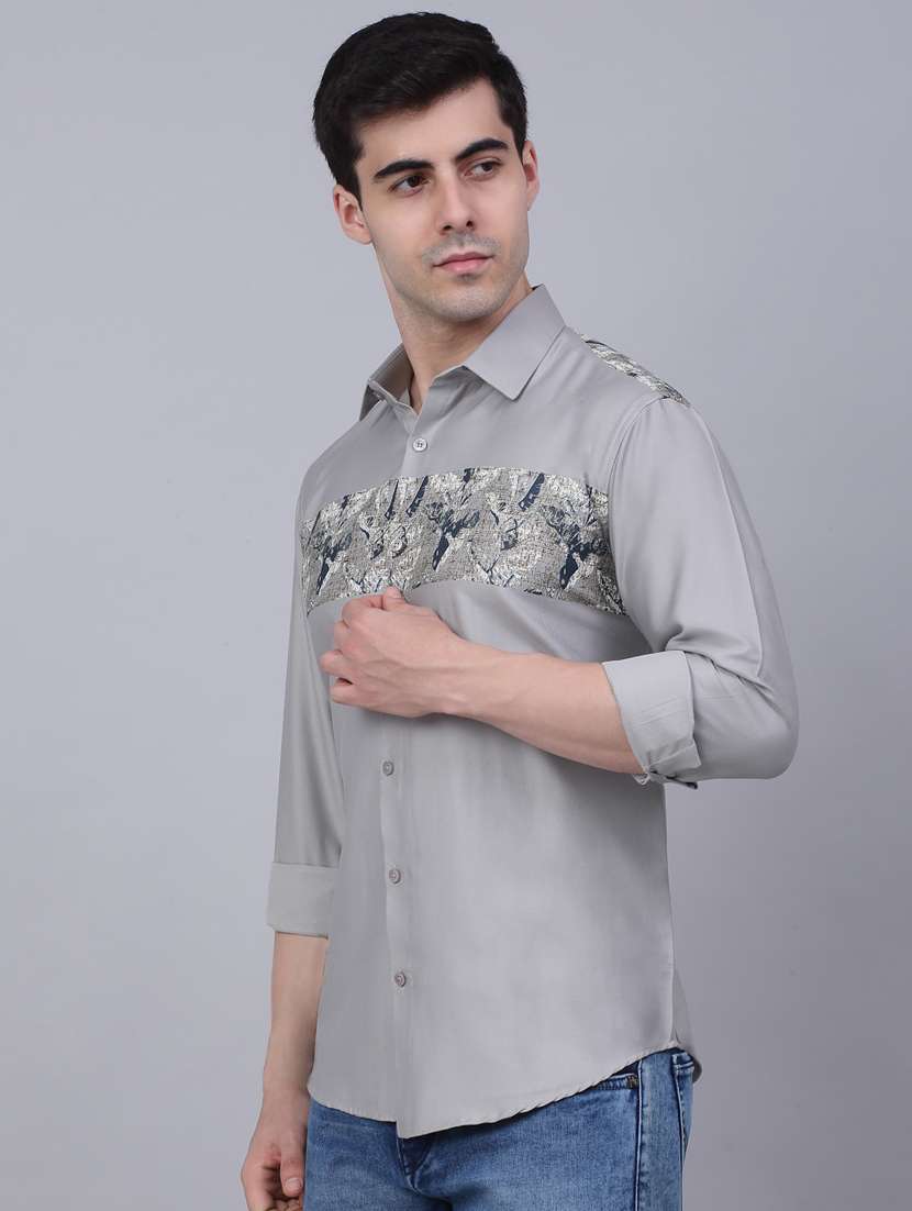 mens placement print casual shirt - 19143659 - Standard Image - 1
