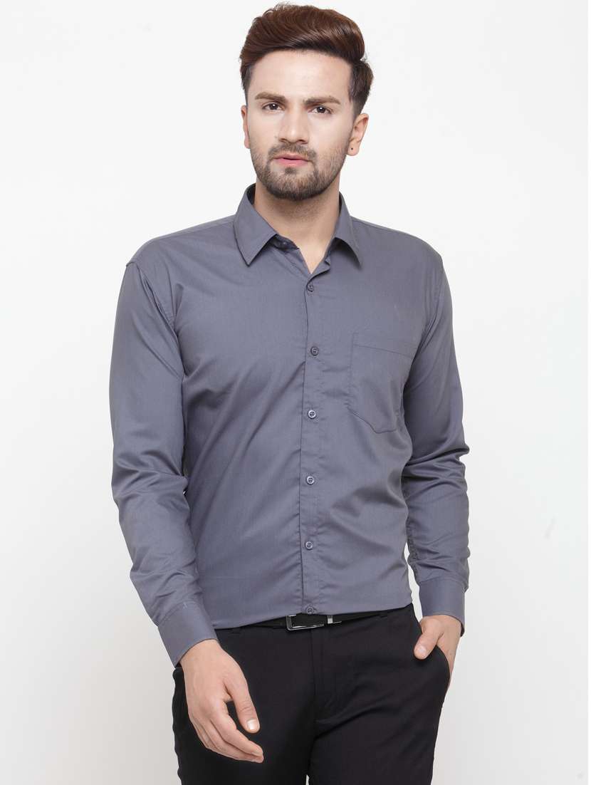 men green solid regular fit collared formal shirt