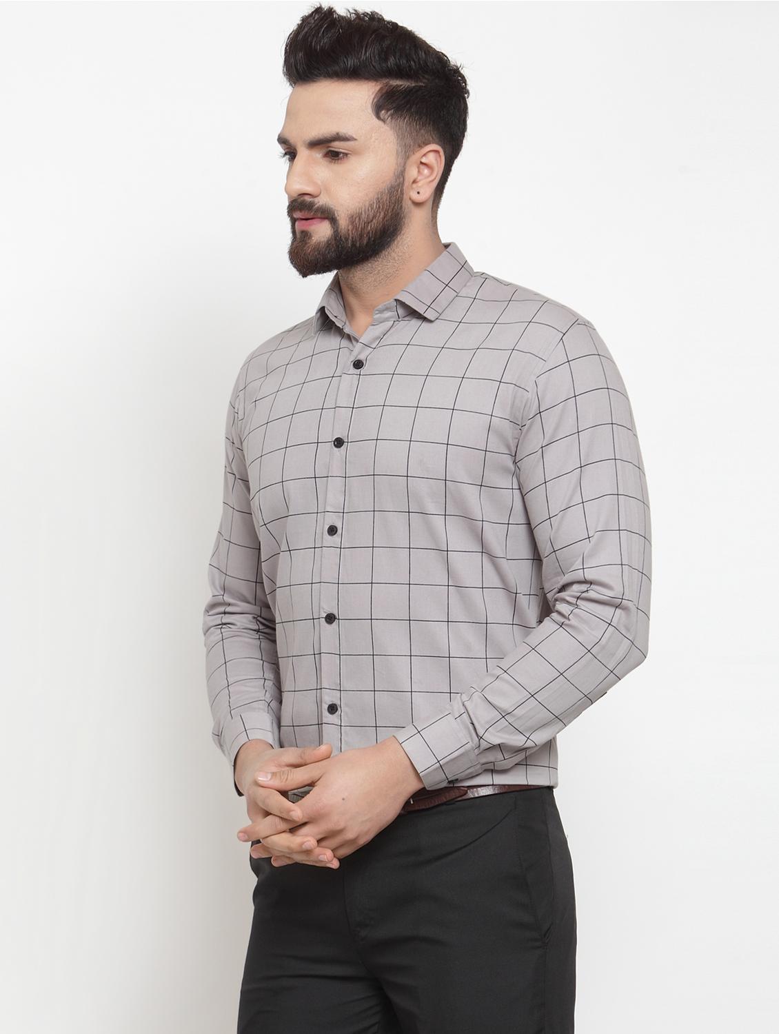 mens checks formal shirt - 19144228 - Standard Image - 1