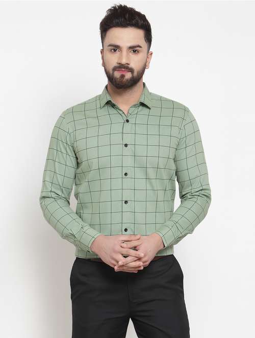 mens checks formal shirt - 19144231 - Standard Image - 0