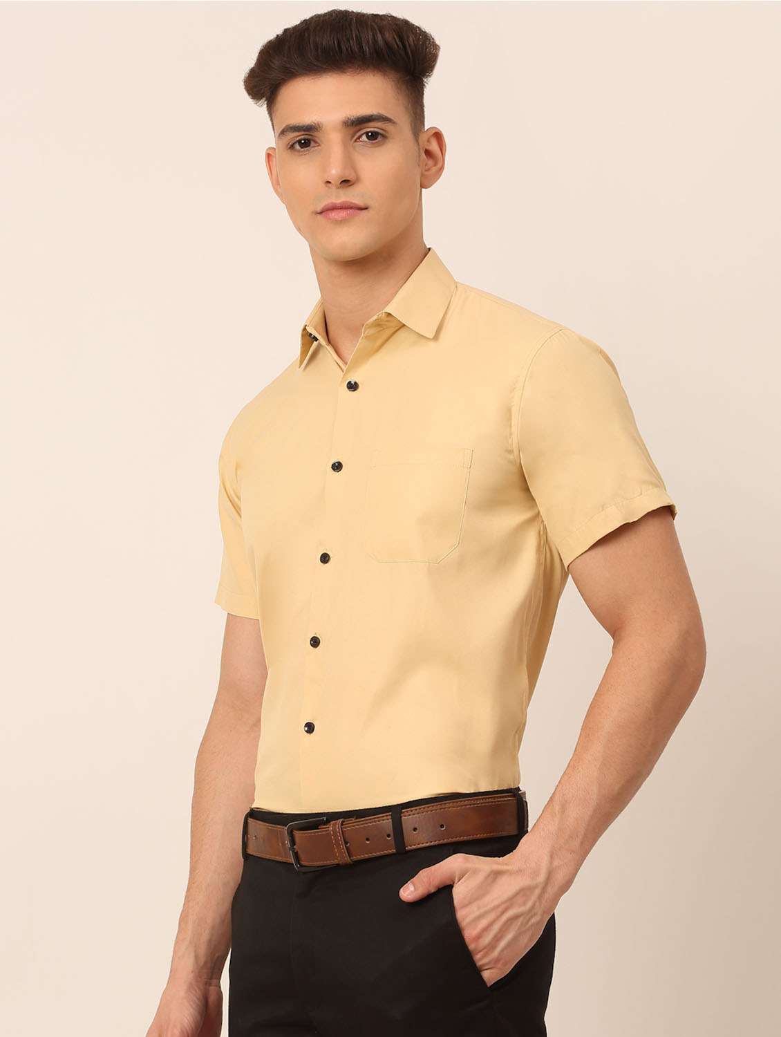 beige cotton formal shirt - 19144272 -  Standard Image - 1