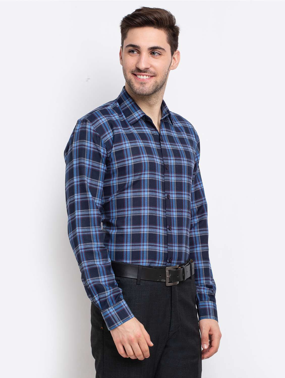 blue cotton formal shirt - 19144405 -  Standard Image - 1