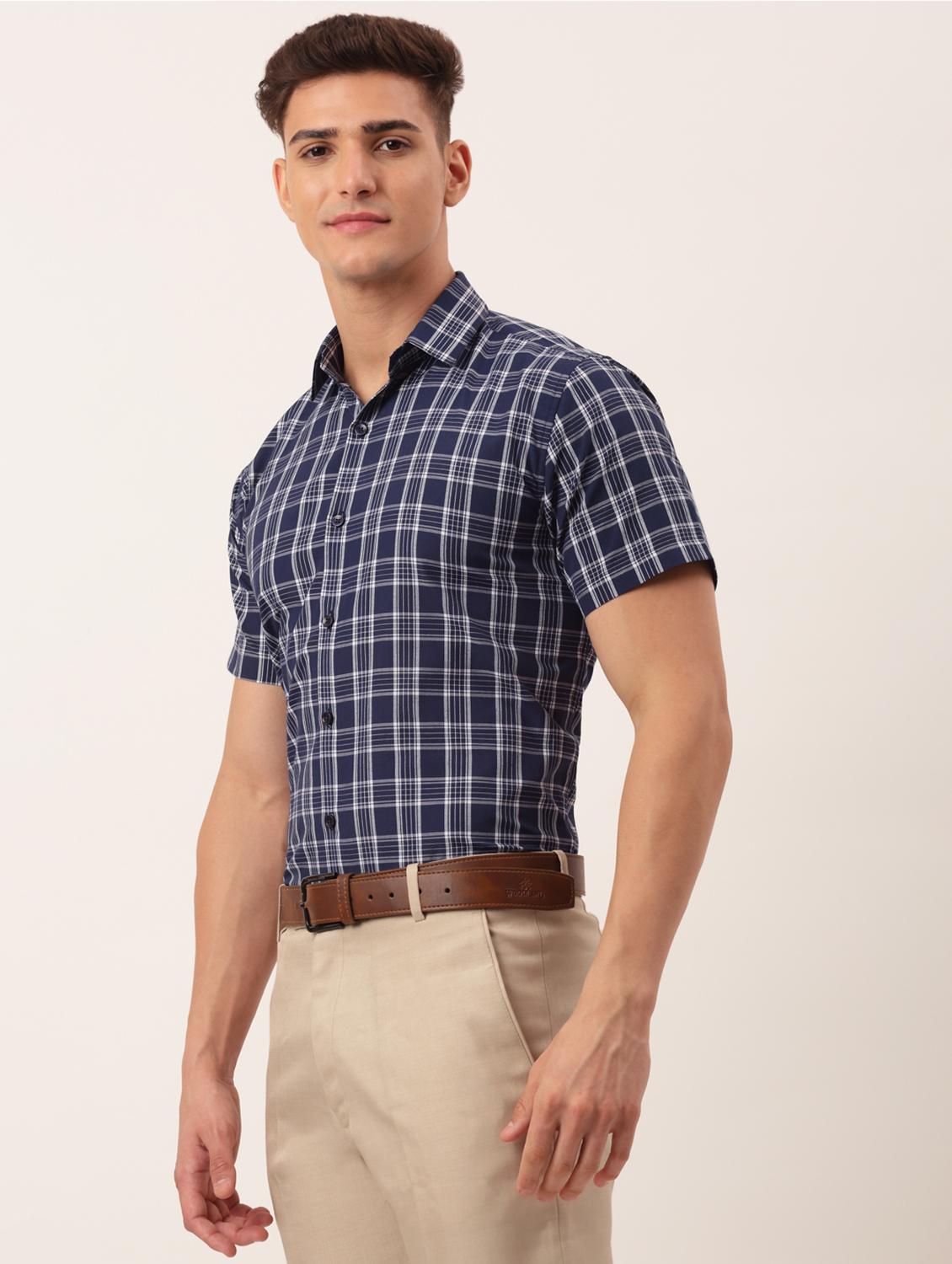 mens checks formal shirt - 19144456 - Standard Image - 1