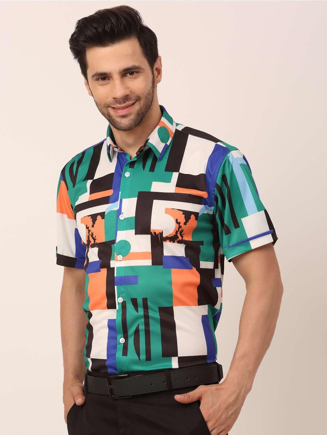 green cotton formal shirt - 19144476 -  Standard Image - 1