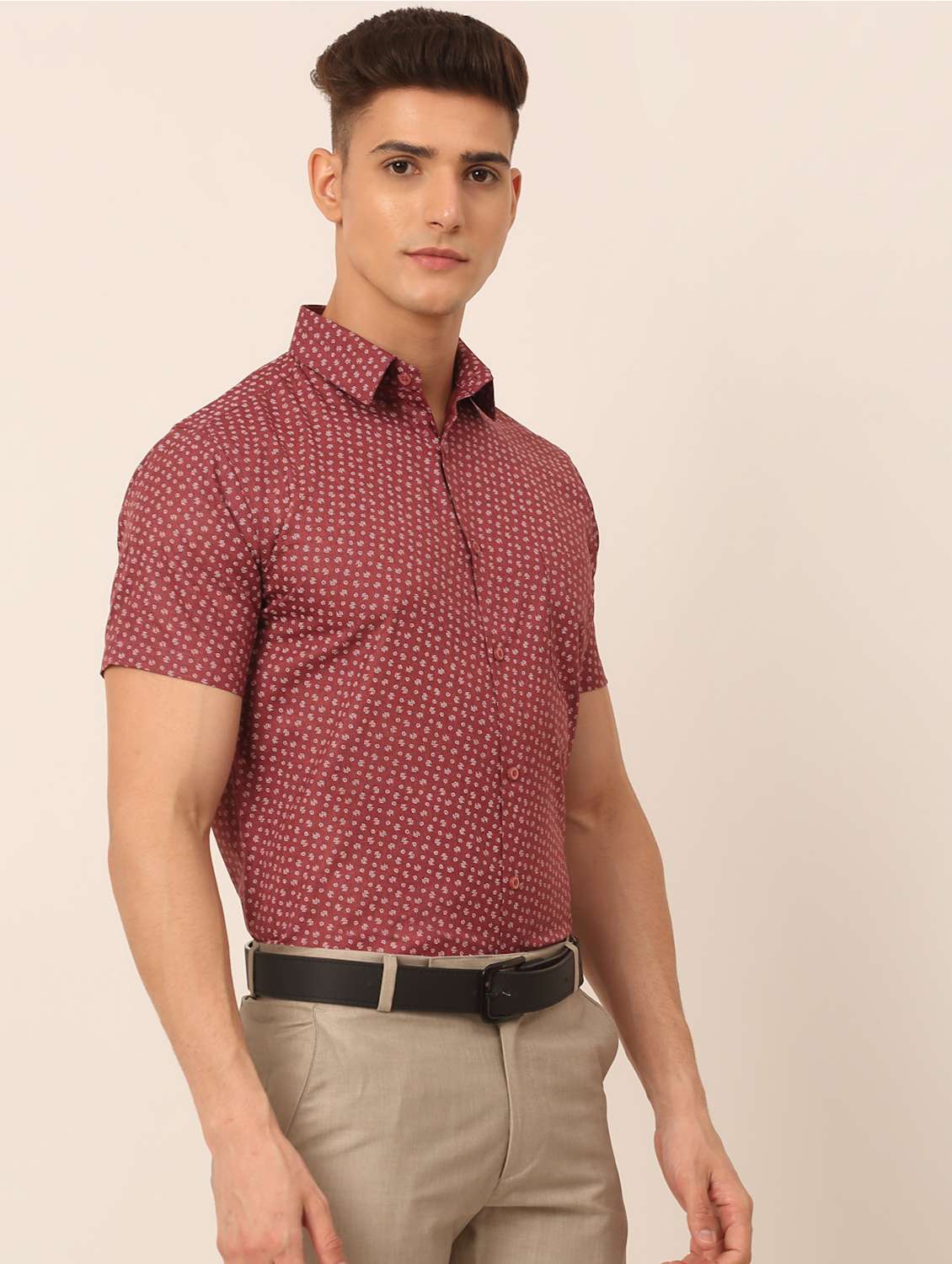 mens micro print formal shirt - 19144512 - Standard Image - 1