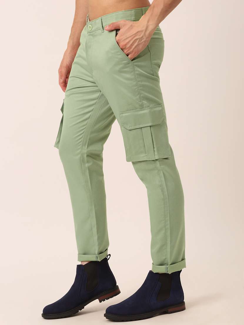 men mid rise solid cargos - 19144920 -  Standard Image - 1