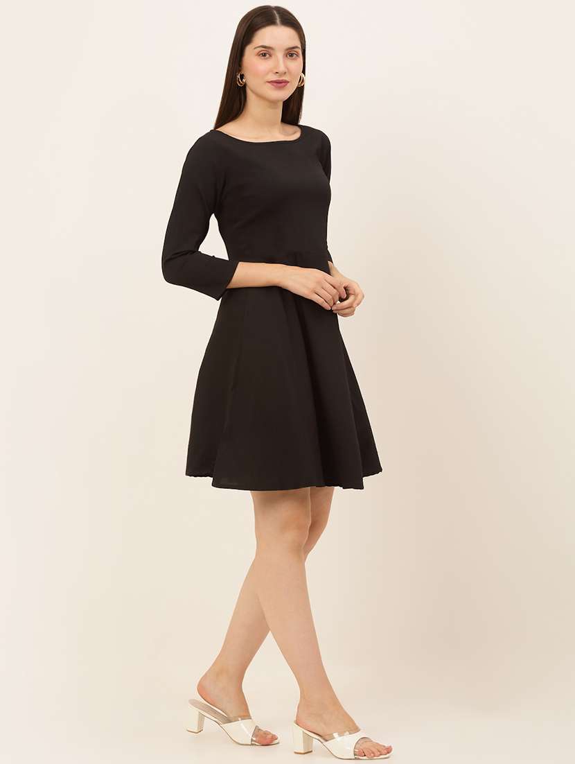 women's fit & flare solid dress - 19145027 -  Standard Image - 1