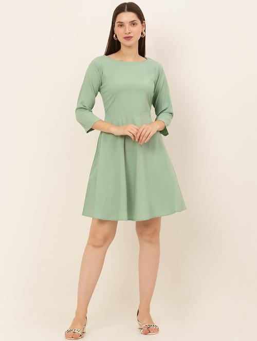 women's fit & flare solid dress - 19145028 - Standard Image - 0