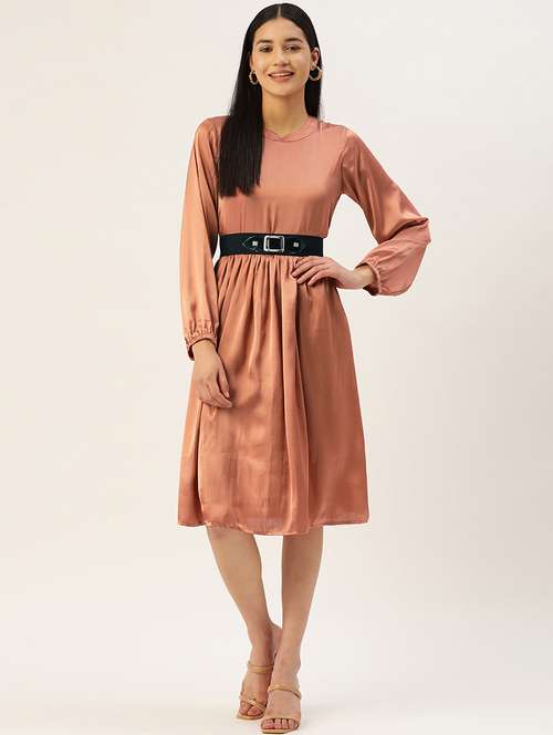 women's fit & flare solid dress - 19145033 - Standard Image - 0
