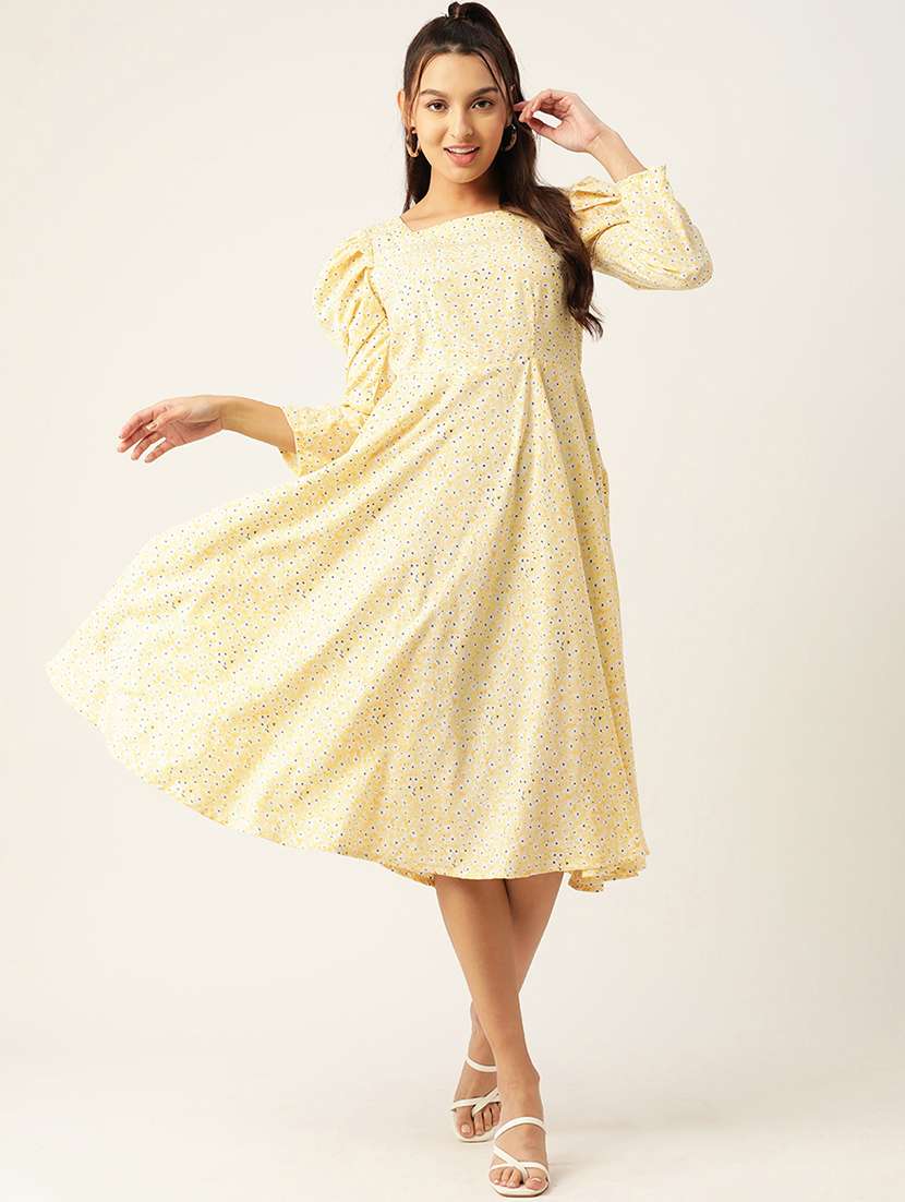 women's fit & flare floral dress - 19145037 - Standard Image - 1