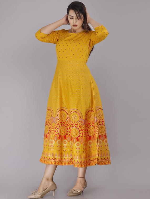 yellow printed straight kurta - 19145480 - Standard Image - 1