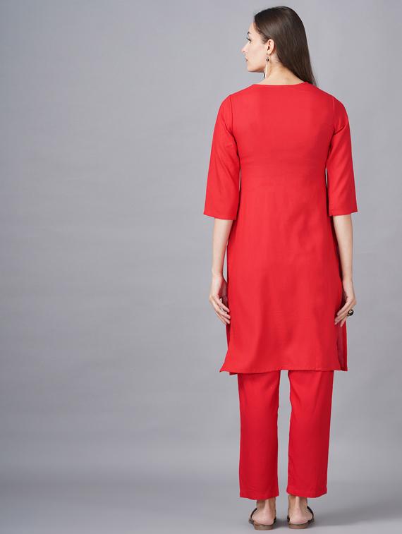 multi colored embroidered straight kurta - 19145496 -  Standard Image - 1