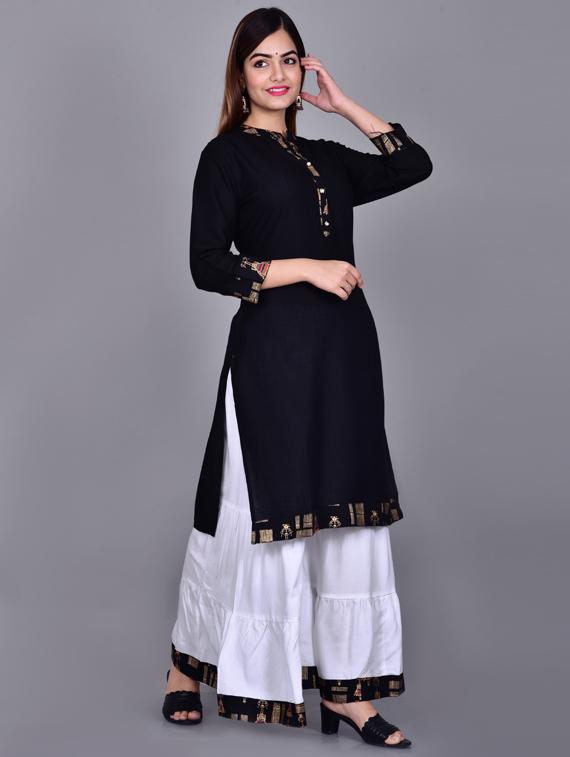 solid kurta sharara set - 19145697 -  Standard Image - 1