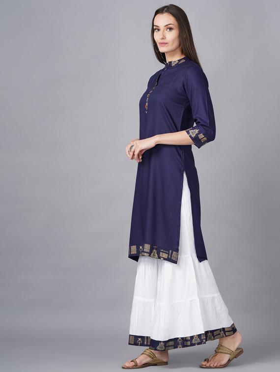 solid kurta sharara set - 19145698 - Standard Image - 1