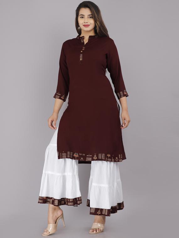 solid kurta sharara set - 19145753 - Standard Image - 1