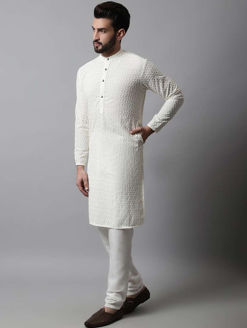 men's embroidered cotton kurta pajama sets  - 19145887 -  Standard Image - 1