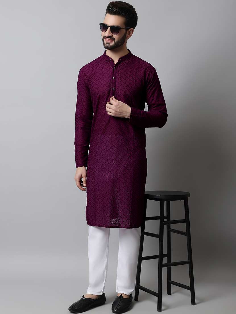 men's embroidered cotton kurta pajama sets  - 19145891 -  Zoom Image - 0