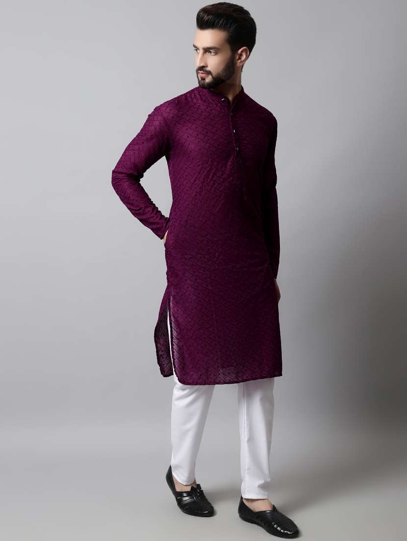 men's embroidered cotton kurta pajama sets  - 19145913 -  Standard Image - 1