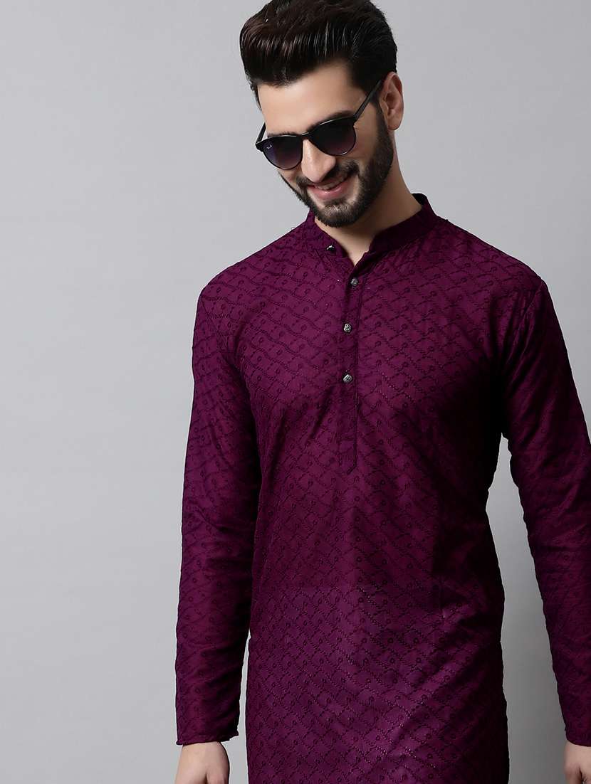 men's embroidered cotton kurta pajama sets  - 19145913 -  Standard Image - 4